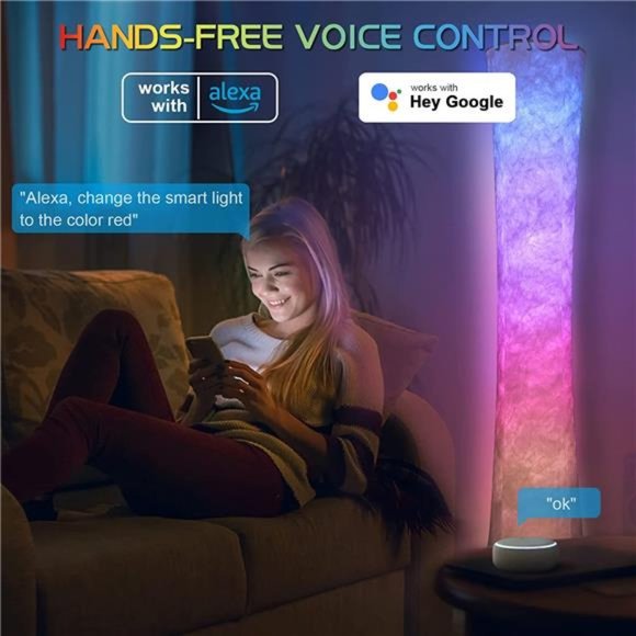 Floor Lamp, RGB Color Changing Led Lamp, Smart Lamp Alexa APP Control, Modern - Picture 3 of 6